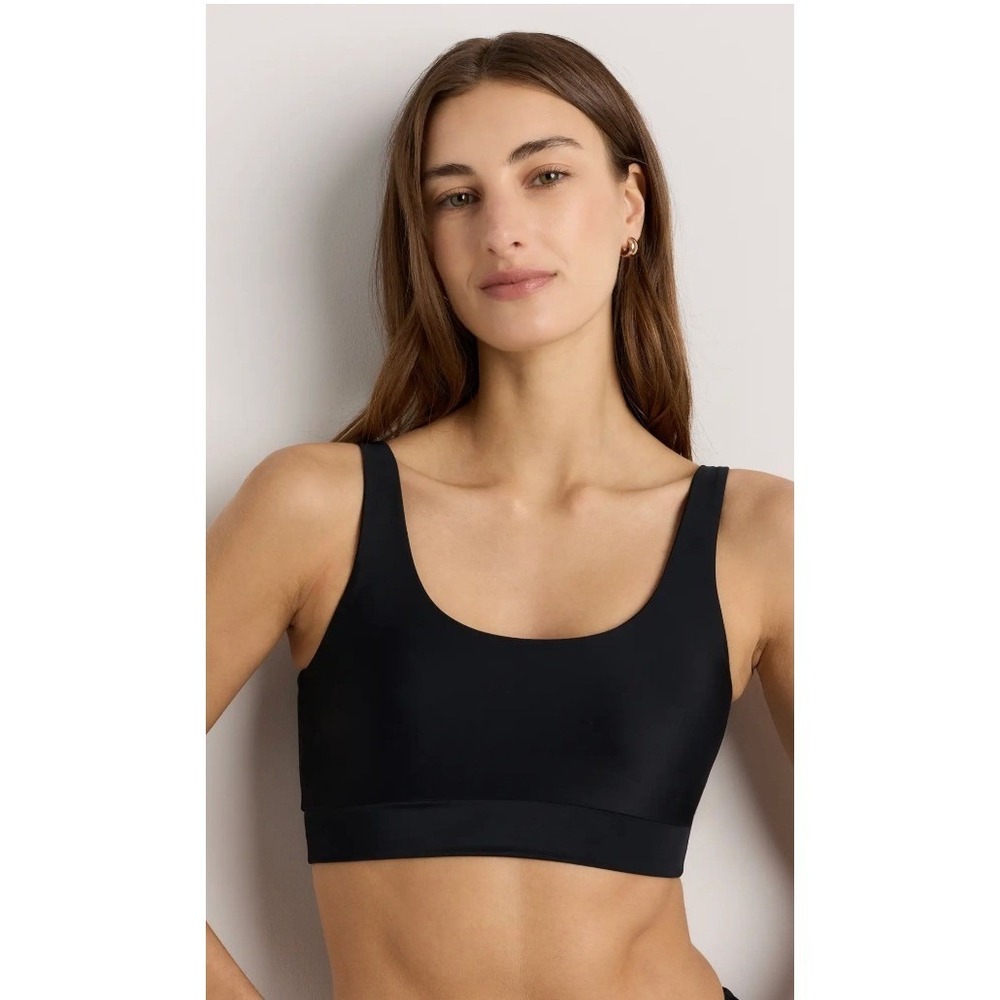 Quince Black Recycled Polyamide Scoop Neck Bikini Top Swimwear ATG001 Womens M